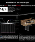 Diagram showing installation for 16W RGBW Fiber Optic Curtain Light Kit With Waterproof Sparkle Cables For Home Decor And Sensory Rooms