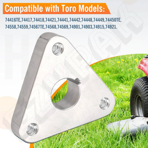 Spindle Pulley Hub Kit Heavy-Duty Compatible With Toro Z Master Mowers, triangular metal hub with bolt holes