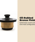 Oil Rubbed Bronze Tub Drain Stopper Kit With Universal Tip Toe Stopper Cover Bushing Face Plate And Conversion Parts Kit For Easy Bath Drain Replacement Brass Construction For Durability And Corrosion Resistance displayed with one hole configuration.