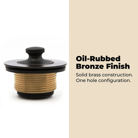 Oil Rubbed Bronze Tub Drain Stopper Kit With Universal Tip Toe Stopper Cover Bushing Face Plate And Conversion Parts Kit For Easy Bath Drain Replacement Brass Construction For Durability And Corrosion Resistance displayed with one hole configuration.