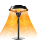 Infrared Patio Tabletop Heater With Tip Over Protection IP44 Waterproof 1500W Outdoor Heater Delivers Fast Quiet Heat For Up To 110 Sq Ft In Hammered Bronze Finish emitting warmth