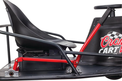 Side view of Crazy Cart XL Drifting Ride On Toy With High Torque Chain Driven Motor, Powder Coated Steel Frame, Drift Bar.