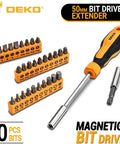 30-bit driver set with extender from 62 Piece Household Tool Kit With Plastic Toolbox And Storage Case Basic Home Tool Set.
