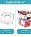 Hella Nifty Clear Stackable Storage Bins With Secure Snap Lids And Comfortable Side Handles And Large 6 Pack showing stackable design with items.