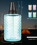 Tabletop Citronella Torches 4 Pack For Outdoor Lighting, Glass Torch Canisters With Wick And Cap, 12oz Each, Multi Color