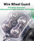 Close-up of a wire wheel guard for the Badass Performance Cordless Wire Feeder Automatic Electrician Stringing Machine.