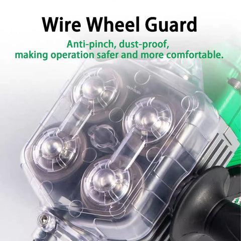 Close-up of a wire wheel guard for the Badass Performance Cordless Wire Feeder Automatic Electrician Stringing Machine.