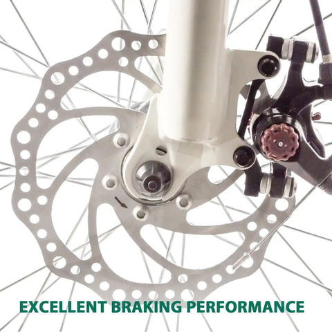 Close-up of a 160Mm Flange Disc Brake Rotor for Road, Mountain, MTB, and BMX bikes, stainless steel construction with 6 bolt mount.
