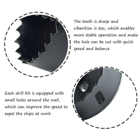 Rannb 70mm bimetal hole saw; close-up of teeth and triangle shank