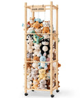 Extra Large Stuffed Animal Zoo Organizer With Wheels For Kids Rooms And Playrooms, filled with plush toys and pillows.