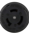 Close-up top view of Industrial 50 Amp Twist Lock Connector 125 250V 3 Pole 4 Wire Female Cord Mounted Locking Device Black And White