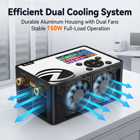Programmable DC Electronic Load 150W 60V 12A Workhorse For Battery Capacity Testing And Power Supply R And D Pro Grade High Precision Lab Current Load Tester With 1mV 1mA Resolution, dual cooling fans