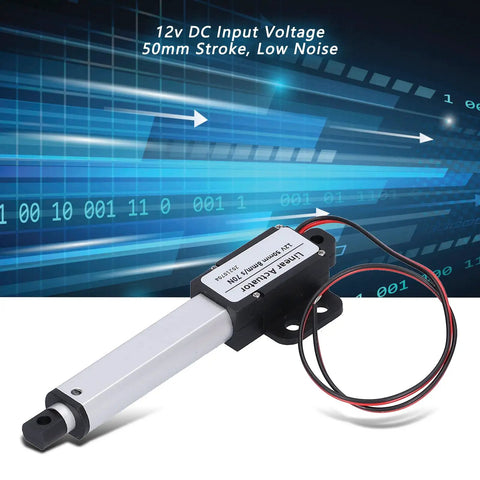 2 Inch Stroke Micro Linear Actuator 12V DC Small Electric Actuator With Built In Limit Switch, 50mm stroke, digital background
