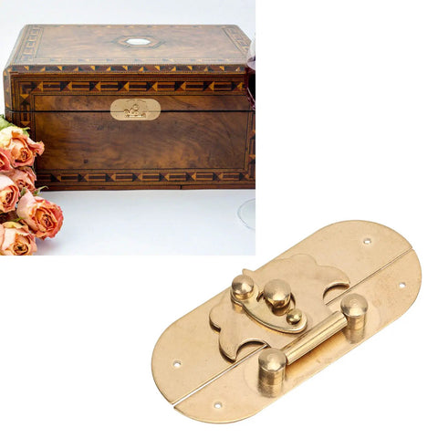 Old School Jewelry Box Lock With Exquisite Brass Texture Latch Antique Style Cabinet Lock For Boxes Engraved Brass Surface Decor