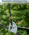Close-up of 30 settings control lever for Heavy Duty Tow Behind Broadcast Spreader With 125 Lbs Hopper And 30 Settings 9.8 Ft Spread