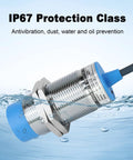 Inductive Proximity Sensor M30 NPN NO Unshielded 15mm Detection 12 To 24V DC Supply With LED Indicator, shown in water.