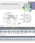 Beefy 24V Magnetic Powder Clutch And Brake For Tension Control diagram specifications size chart