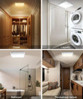 Motion Sensor LED Ceiling Light With Remote, 8W Rechargeable, installed in closet, laundry, bathroom, and recreational vehicle.