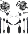Front Wheel Hub Assembly Kit 12pc For Ford Explorer 2006-2010 Sport Trac Mercury Mountaineer Includes Wheel Bearings Lower Ball Joints Tie Rods Boots Sway Bar Links Replacement