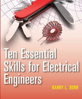 Book cover for Ten Essential Skills for Electrical Engineers; red multi-tool and toroidal coil, IEEE Press/Wiley logos.