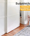 8 Pcs Sliding Closet Door Floor Guide Set Bypass Bottom Guide Adjustable Floor Guide In Stamped Steel Hardware Replacement Fits 0.75 To 1.375 Inch Doors Compatible With ACME 121 And Prime-Line N 6560 For Standard Bypass Closet Doors shown installed on a closet door.