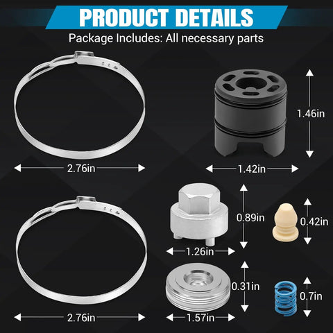Steering Rack Repair Kit components with dimensions for BMW 2010 to 2019 1 2 3 4 Series Direct Replacement Tool with 24mm Hex Head