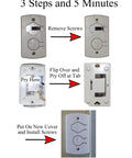 Installation steps for White Two Button Cover Plate For Garage Door Wall Station And Remote Opener Fits Classic Drive Quantum And Prodrive Openers Easy Five Minute Install With Minimal Button Movement To Prevent Breakage No Fuss