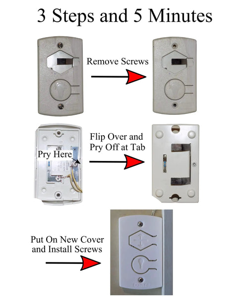 Installation steps for White Two Button Cover Plate For Garage Door Wall Station And Remote Opener Fits Classic Drive Quantum And Prodrive Openers Easy Five Minute Install With Minimal Button Movement To Prevent Breakage No Fuss