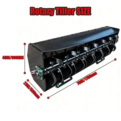 70 Inch Hydraulic Rotary Tiller Attachment For Skid Steer Loaders Heavy Duty Soil Cultivator With 6 Inch Tilling Depth dimensions