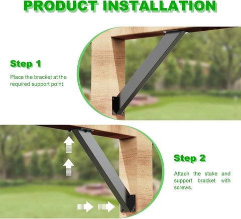 Beefy 4 Pack Steel 45 Degree Angle Connector Bracket Kit For Wooden Structures, Pergolas, Gazebos, Terraces And Patio Roofs installed view.