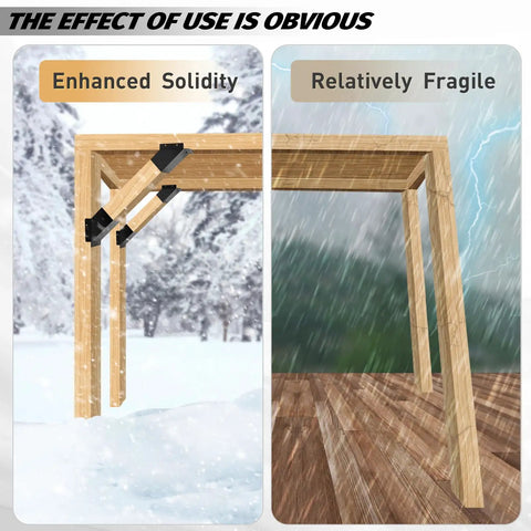 Eight Pack Pergola Angle Support Brackets Reinforced 45 Degree Steel Tough For 4x4 Lumber Actual Size 3.6x3.6 Inches With Drainage Holes Built For Backyard Pergolas Gazebos Outdoor Projects