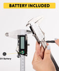 Digital Caliper 12 Inch Stainless Steel Measuring Tool With Extra Large Display Three Mode Readouts shown with battery insertion