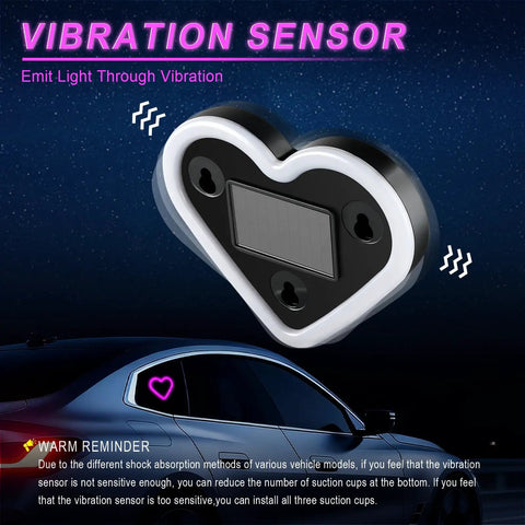 Pink Heart Shaped Car Interior Ambient Light For Windows With 5 Modes Type C And Solar Charging Easy Suction Cup Install