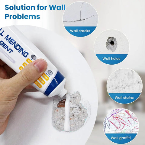 Hand applying spackle from Three Pack Drywall Patch Repair Kit For Holes And Cracks, Spackle Paste Included, Wall Mending Paste For Nail Holes And Dents, Easy Sanding Quick Dry Formula, DIY Home Repair That Lets You Patch Up Walls Like A Pro to a wall hole.