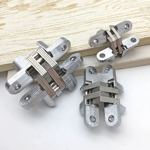 Stainless Steel Hidden Door Hinge Set, 2 Pieces, 180 Degree Concealed Folding Hinge for Cabinets, Gates, Cupboards, Home Hardware