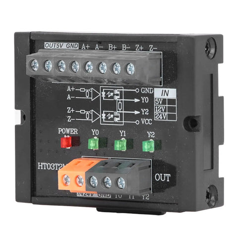 High Speed Sign Converter Module For Encoders 3 Channel TTL EIA422 with visible input and output ports, front view.