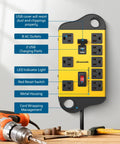 Beefed Up Eight Outlet Power Strip With Two USB Ports, 15 Feet Flat Plug Extension Cord, UL Listed Surge Protector, 15A Circuit Breaker