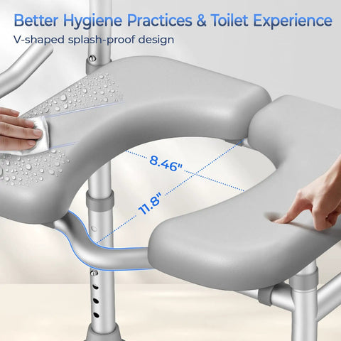 Rock Solid Raised Toilet Seat With Long Handles For Seniors Heavy Duty 500 Lbs Bathroom Safety Chair Featuring Soft Foam Armrests And Grip Tight Rubber Feet For Smooth Easy Transitions