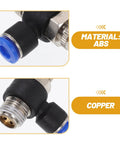 Super Easy 12 Piece Air Hose Adapter Fitting Kit With Abs And Copper Push To Connect Pneumatic Joints For Any Air Compressor Time Saving Install And Quick Release Couplers That Replace Old Broken Fittings Fast And Reliable ABS copper air hose fitting close-up
