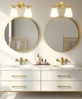 Dope Gold Bathroom Vanity Light Fixture With Frosted Glass Shade Two Light Over Mirror Vanity Lighting Brass Wall Lamps