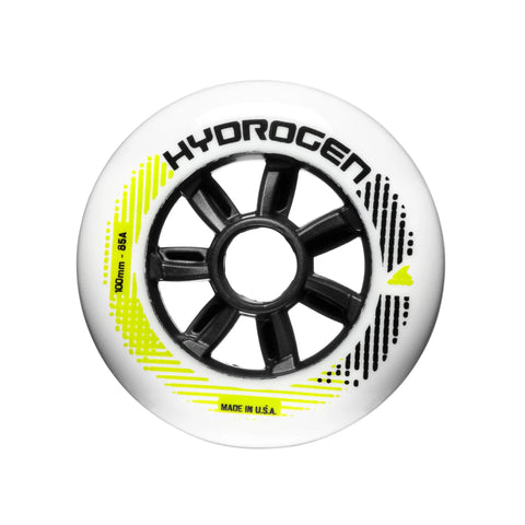 Hydrogen 100mm Inline Skate Wheels 85A Hardness Set Of 8 White For Adults Unisex Pro Grade Replacement Wheels