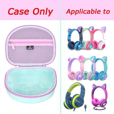 Ultimate Hard Shell Case For Riwbox CT7 And Iclever HS01 Kids Wireless Headphones Ballpark Shockproof Storage Bag, open view.