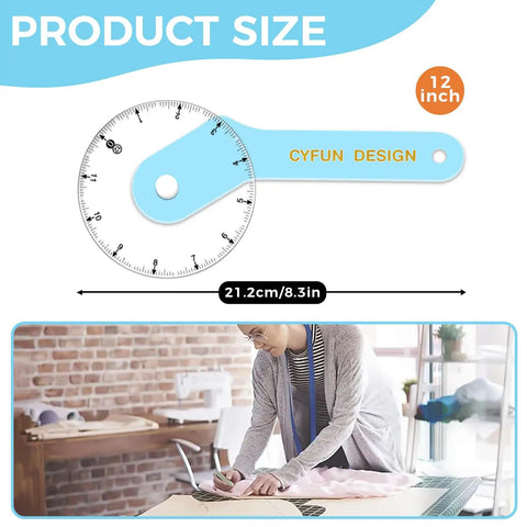 Knock Your Pattern Drafting Tasks Out Of The Park With This Precision 12 Inch Acrylic Sewing Wheel Ruler Crafted To Trace Seamless Necklines And Bindings While Nailing 360 Degree Measurements Daily