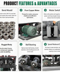 Bend Moulds and pure copper motor of Jaryannix 220V Electric Pipe Tube Bender, showcasing features for construction applications.