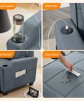 3-In-1 Convertible Sofa Bed Chair with Adjustable Backrest USB Ports and Cup Holders cozy cushions for easy cleaning features