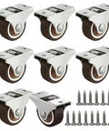 Slick Low Profile 1 Inch Fixed Caster Wheels Non Marking Rubber Sliders With Heavy Duty Steel Plates For Hassle Free Furniture Sliding Smooth Glide Zero Drama Setup Eight Pack with screws.