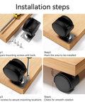 Installation steps for nylon furniture caster set with screws.