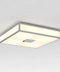 200mm Square Polished Chrome Bathroom Ceiling Light Dimmable Damp Rated E26 Medium Base Modern Flush Mount Fixture for Wet Areas