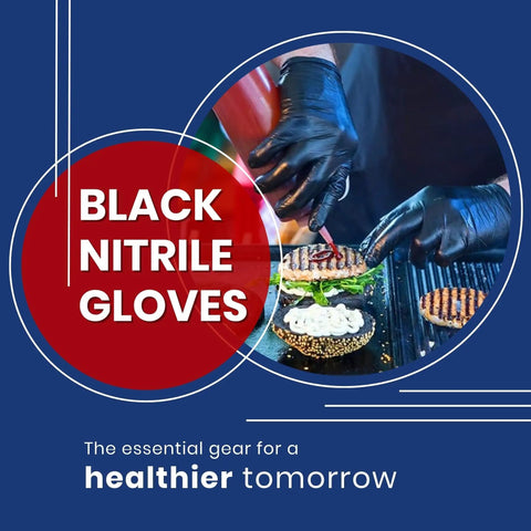 Industrial Black Nitrile Gloves Heavy Duty Disposable With Full Palm Texture For Tough As Nails Grip Sizes M To 2XL FDA Compliant For Direct Food Contact Great For Industrial Environments And Food Handling - gloves in use during food preparation