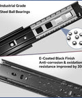 12 Inch Full Extension Soft Close Drawer Slides With No Slam Dampers Whisper Quiet Operation Heavy Duty Iron Core Double Spring Mechanism Pair For Smooth Cabinet Drawers, black steel ball bearings